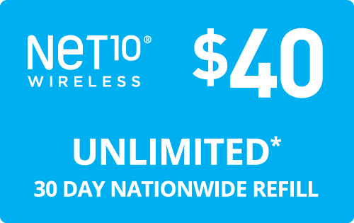 Net10 wireless phone refill $40